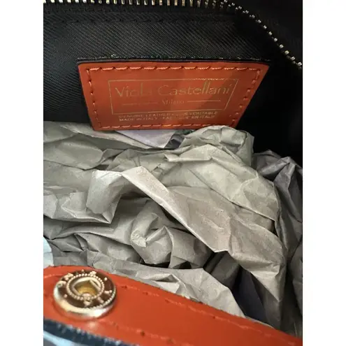 NWT Viola Castellani Papaya Orange Leather Handbag Purse Backpack Convertible