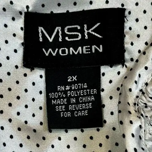 MSK Polka Dot Sequin Textured Long Sleeve Zip Jacket 2X White