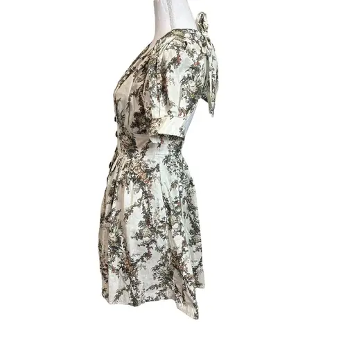 Agua Bendita Menta Papier Dress Floral Fit and Flare Open Back Womens Size Small