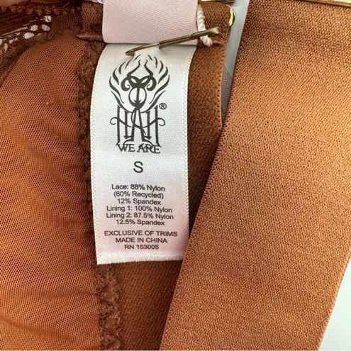 We Are HAH Groupie Triangle Bralette Milk Chocolate Lace Halter Open Back Size S Brown