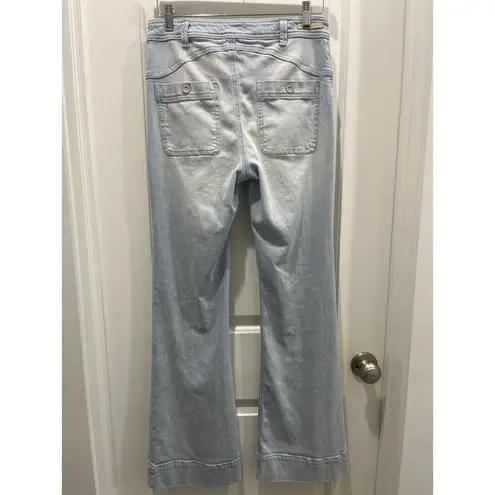 Pilcro and the Letterpress Pilcro By Anthropologie High Rise Trouser Bootcut Denim Jeans Light Blue Wash 28