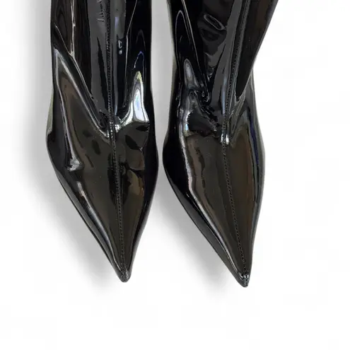 Amina Muaddi NEW Fiona 95mm Patent Leather Boots