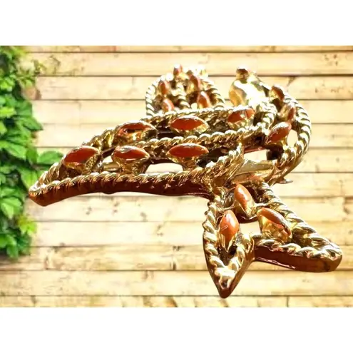 Vintage Gerrys Peace Dove Brooch Pin Faux Coral Beads Gold Tone Open Cut…