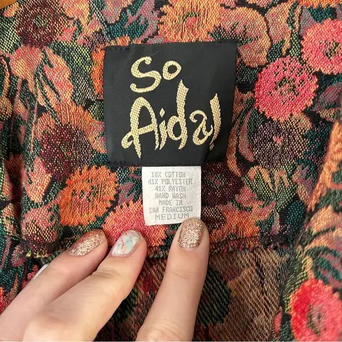 Vintage So Aida! San Fransisco Jacket Floral Tapestry Art to Wear Unique Medium