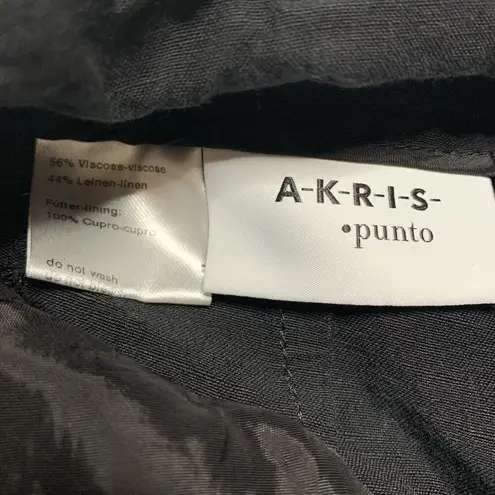 Akris Punto Black High Rise Shorts Womens Sz 2 US Pockets Belt Loops Linen Blend