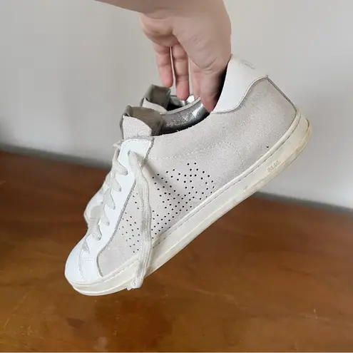 P448 • John Sneaker low top glitter Softy grey white suede lace up sparkle