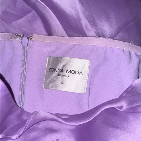 NWOT Sonya Moda Rosa Strapless Silk Lilac Purple Organza mini Dress sz S