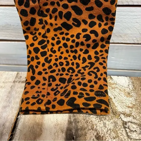 Lands End 508039 Caramel Leopard Mid Rise Knit Leggings Lounge Active Mob Sz S/T Brown