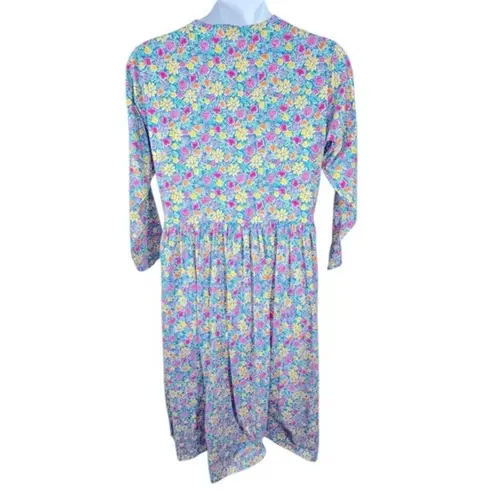 Hanna Andersson Vintage 90s Floral Midi Peasant Dress XL – Made in USA Blue
