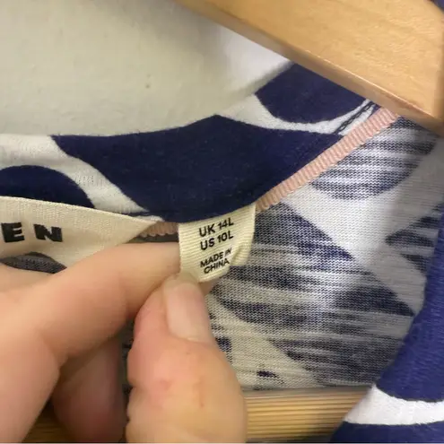 Boden Easy Notch Neck Jersey Dress – Navy/White Geometric Print, Size 10L Blue