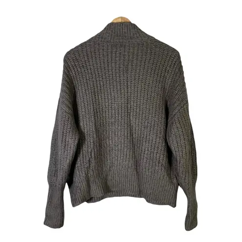 BKE Chunky Fuzzy Oversized Mock Neck Sweater Womens S Taupe Oversized Minimalist