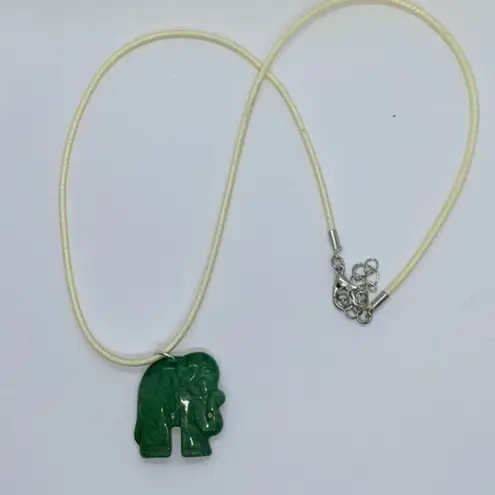 Handmade Cream Wax Green Elephant Necklace