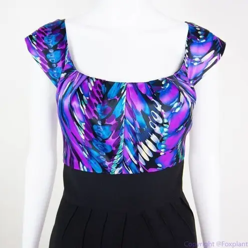 Perception New York peacock print empire waist scoop neck dress, 10 Purple