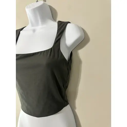 EFAN Square Neck Sleeveless Cropped Tank Top Green Polyester Spandex Size S