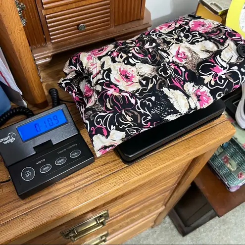 Christopher & Banks Floral button up Blouse Short Jacket gingham trim Large READ