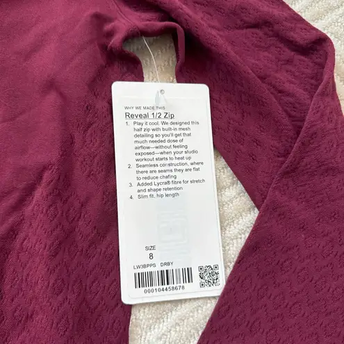 Lululemon NWT  Reveal 1/2 Zip Deep Ruby