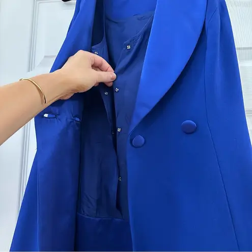 Kenar Vintage Ann Tjian for Dress Sleeveless Tuxedo blazer mini dress Blue