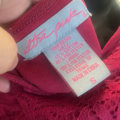 Ultra Pink Cottage Core fall leaf dress in cranberry size Small