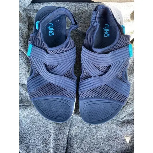 Ryka Womens Navy River Stretch Sandals Sz 9W