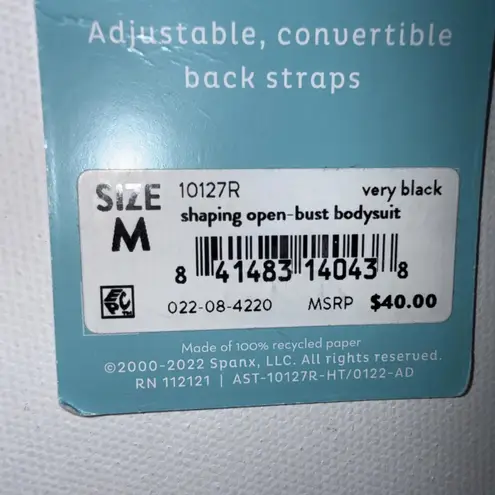 NWT ASSETS SPANX Bodysuit Shapewear Tummy Control Black M Women's Body Slimmer Size M