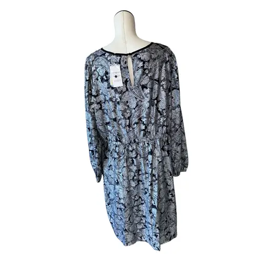 NWT MICHAEL KORS METALLIC PAISLEY CREPE MINI DR BONEBLACK PAISLEY Black Size 3X