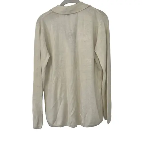 Krass&co NEW Off White G.H. Bass & . Sweater Style Top Button Detail Women’s Size Large