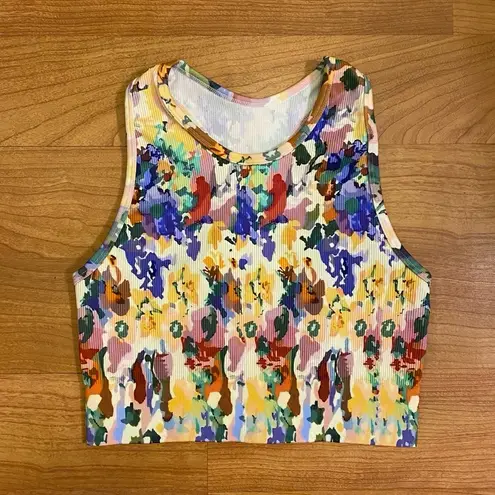 Amazon Floral Ribbed Crop Athletic Tank Top