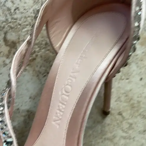 Alexander McQueen Crystal-embellished Satin High-heel Sandals In Sugar Pink