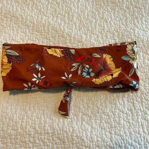 Zaful ✨  Women’s Brown Floral Strapless Bandeau Swim Bikini Top Medium 6 - Image 4