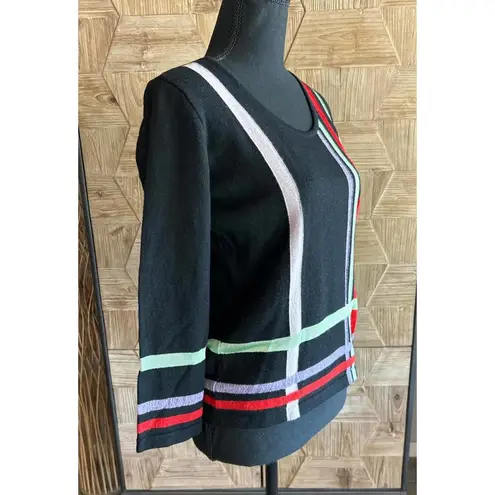 Armani Collezioni Vintage Armani Sweater Small Black with Multicolor Pullover