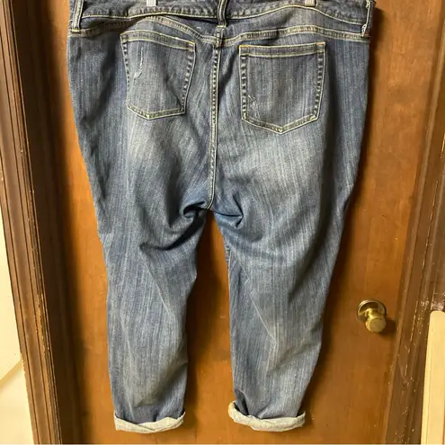 Torrid  Blue Distressed Jeans with Travel Patches