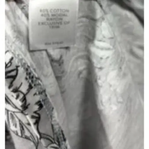 J Jill Womens Tunic Top M Floral Bell Sleeve Gray & White Size M