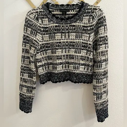 House Of Harlow 1960 Scalloped Hem Knit Sweater Small Black