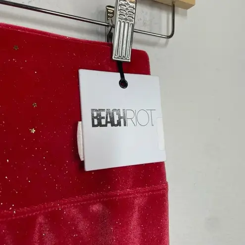 Beach Riot NWT Glitter Bike Short in Fiery Red Velvet Size XS