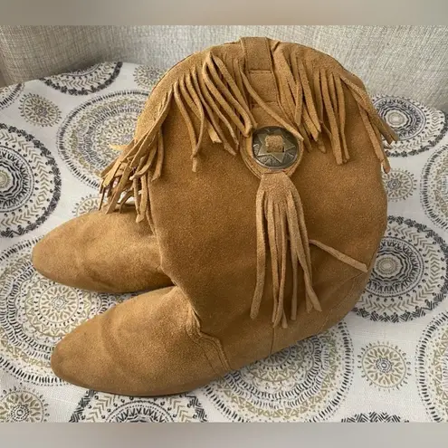 Silver Star Boots Brown Western Cowgirl Fringed Houston Suede Boots Size 8