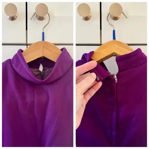 Vintage Parade Sleeveless Purple Mock Neck Shift Dress, Dropped Waist sz. M Size M