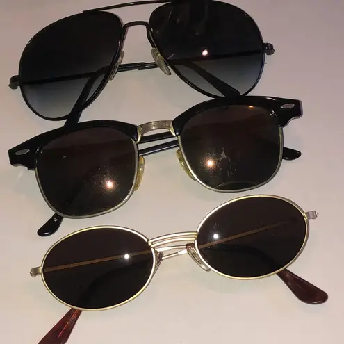 Stylish Black Brown and Gold Tone Sunglasses Set