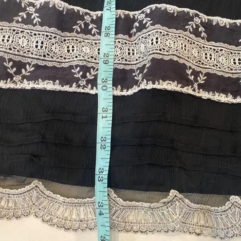 Hale Bob Black White Delicate Slip Dress Lace EUC Sz Sm Surplice V-Neck Line