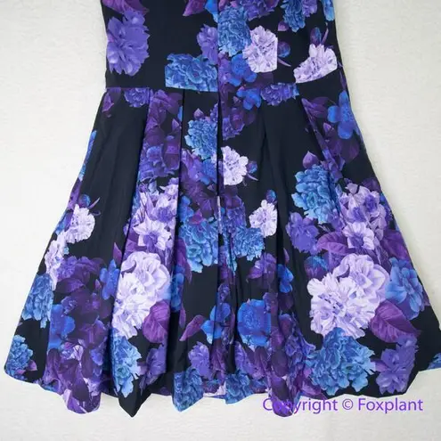 City Chic New! Hydrangea Fit & Flare Dress - black purple, women plus size 16