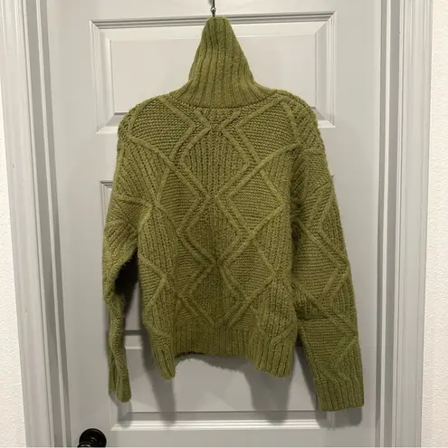 Caslon  Green Chunky Knit Turtleneck Pullover Sweater size S