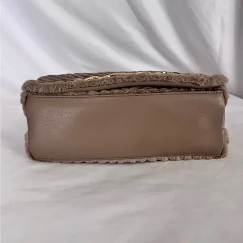 INC International Concepts Tan Gold Clutch with Chain Detail