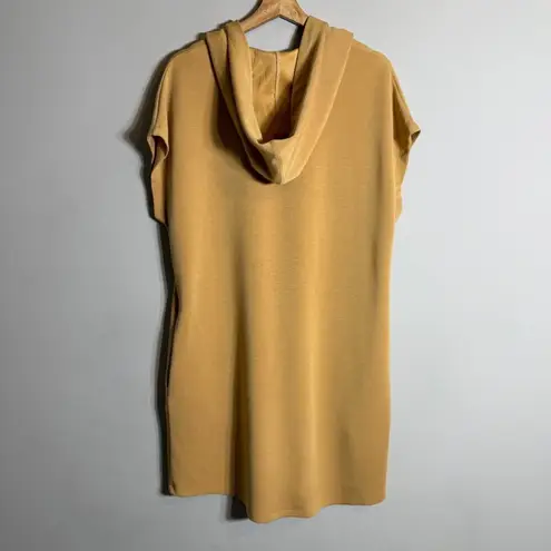 Magaschoni Hooded Sweatshirt Mini Dress Women's Large Gold Sleeveless Casual