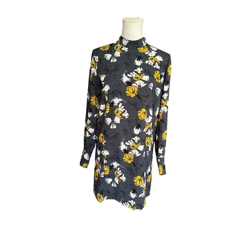 Free Press Womens Floral Print Long Sleeve Dress Mock Neck Modest Sz S Tunic