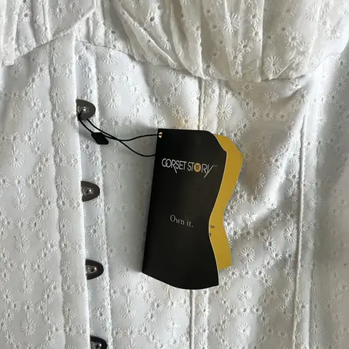 NWT Corset Story White Cotton Embroidery Anglaise Overbust with Gathered Bust Size undefined