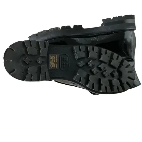 AGL combat boots patent leather black moto biker gold hardware booties size 38