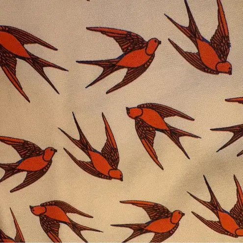 Boden Light Pink Silk Blend Blouse with Bird Pattern Women Size 6