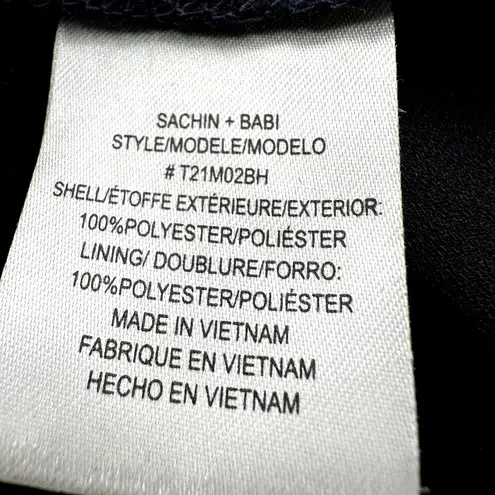 Sachin & Babi x bhldn Maren Satin Charmeuse Dress Flowy V Neck Navy Blue 4