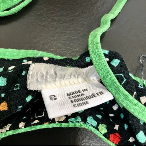 Cooperative Polka Dot Fit & Flare Mini Dress Cutouts Green Black Skater size 6