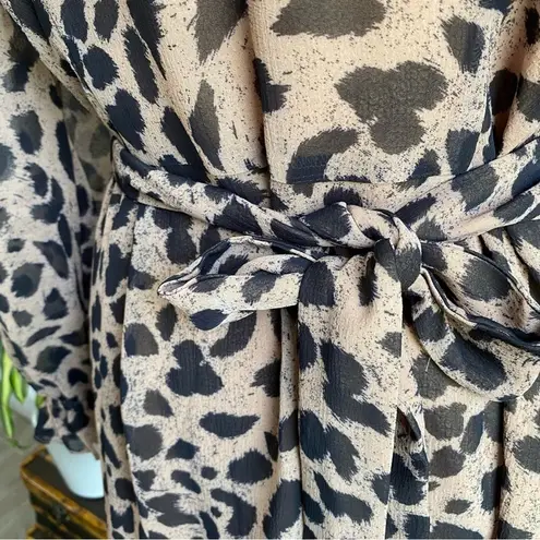 Whistles Flounce Dress Brushed Cheetah Flippy Dress Career Wear Brown Size 10