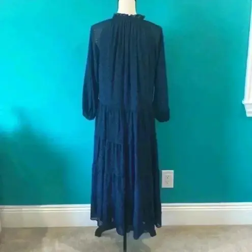 Alice + Olivia  by Stacey bendet Layla Geometric Chiffon Peasant blue Dress